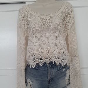 Staring at Stars Crochet Bell Sleeve Top